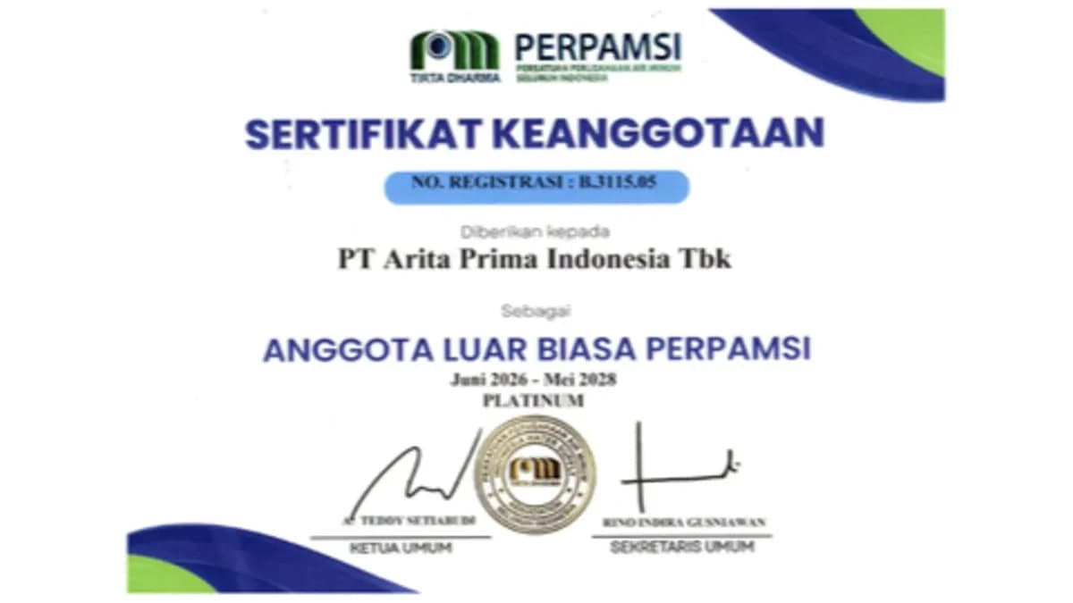 Arita Perkuat Jejaring Industri Air Minum melalui Keanggotaan PERPAMSI 2026–2028