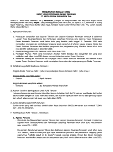 PENGUMUMAN RISALAH HASIL KEPUTUSAN RAPAT UMUM PEMEGANG SAHAM TAHUNAN PT. ARITA PRIMA INDONESIA Tbk. TAHUN 2020