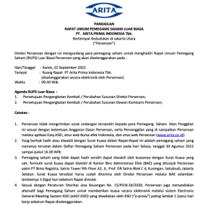 PANGGILAN RAPAT UMUM PEMEGANG SAHAM LUAR BIASA 2022