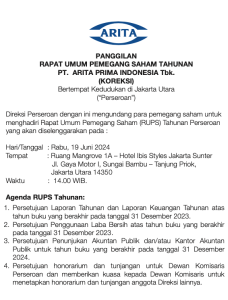 PEMANGGILAN RAPAT UMUM PEMEGANG SAHAM TAHUNAN 2024 (KOREKSI)