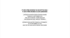 LAPORAN KEUANGAN KONSOLIDASI SEPTEMBER 2019